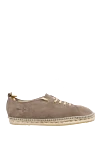 Manebi Espadrilles suede brown for men - edging from a wicker platform. leather interior, top height 8 cm. 100% suede. Insole: leather. Country of manufacture: Italy. Care: specialized cleaning - photo 1