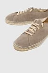 Manebi Espadrilles suede brown for men - edging from a wicker platform. leather interior, top height 8 cm. 100% suede. Insole: leather. Country of manufacture: Italy. Care: specialized cleaning - photo 5