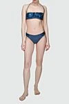 Women's blue polyamide and elastane swimming trunks La Perla - lace. 90% polyamide, 10% elastane. Country of manufacture: Italy. Care: specialized cleaning - photo 2