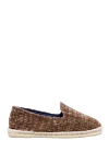 Manebi Espadrilles cotton brown for men - edging from a wicker platform. leather interior, top height 8 cm. 100% cotton. Insole: leather. Country of manufacture: Italy. Care: specialized cleaning - photo 1