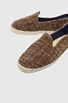 Manebi Espadrilles cotton brown for men - edging from a wicker platform. leather interior, top height 8 cm. 100% cotton. Insole: leather. Country of manufacture: Italy. Care: specialized cleaning - photo 5