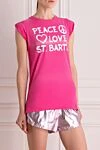 MC2 Saint Barth Pink cotton t-shirt for women - inscription print. 100% cotton. Country of manufacture: Italy. Care: specialized cleaning - photo 3