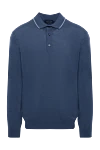 Cesare di Napoli Wool, silk and cashmere long sleeve polo blue for men - Contrasting line on the collar. Long sleeve. 60% wool, 30% silk, 10% cashmere. Buttons. Country of manufacture: Italy. Care: specialized cleaning - photo 1