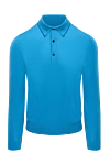 Cesare di Napoli Long sleeve polo in wool, silk and cashmere blue for men - Contrasting line on the collar. Long sleeve. 60% wool, 30% silk, 10% cashmere. Buttons. Country of manufacture: Italy. Care: specialized cleaning - photo 1