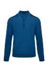 Cesare di Napoli Wool, silk and cashmere long sleeve polo blue for men - Contrasting line on the collar. Long sleeve. 60% wool, 30% silk, 10% cashmere. Buttons. Country of manufacture: Italy. Care: specialized cleaning - photo 1