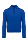 Cesare di Napoli Wool, silk and cashmere long sleeve polo blue for men - Contrasting line on the collar. Long sleeve. 60% wool, 30% silk, 10% cashmere. Buttons. Country of manufacture: Italy. Care: specialized cleaning - photo 1