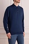 John Smedley Wool long sleeve polo blue for men - Long sleeve. 100% wool. Buttons. Country of manufacture: Italy. Care: specialized cleaning - photo 3