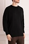 John Smedley Black wool jumper for men - 100% wool. Country of manufacture: Italy. Care: specialized cleaning - photo 3