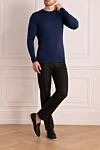 Wool jumper blue for men John Smedley - 100% wool. Country of manufacture: Italy. Care: specialized cleaning - photo 2