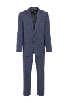 Corneliani Костюм шерстяной синий в клетку мужской - Шлица, узор клетка. 100% шерсть. Пуговицы, крючок. Нагрудный карман, два кармана с клапанами. Карманы (внутренние): Три кармана. Два боковых кармана, два кармана сзади на пуговицах. 100% купро. Страна производитель: Италия. Уход: специализированная чистка - фото 1