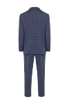 Костюм шерстяной синий в клетку мужской Corneliani - Шлица, узор клетка. 100% шерсть. Пуговицы, крючок. Нагрудный карман, два кармана с клапанами. Карманы (внутренние): Три кармана. Два боковых кармана, два кармана сзади на пуговицах. 100% купро. Страна производитель: Италия. Уход: специализированная чистка - фото 6