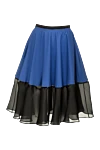 Malo Blue cotton skirt for women - pleated, silk insert, contrasting fabric. 96% cotton, 4% elastane. zipper. Country of manufacture: Italy. Care: specialized cleaning - photo 1