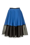 Blue cotton skirt for women Malo - pleated, silk insert, contrasting fabric. 96% cotton, 4% elastane. zipper. Country of manufacture: Italy. Care: specialized cleaning - photo 6