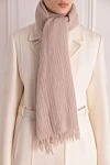 Women's beige cashmere scarf Casheart - lurex thread. 100% cashmere. Country of manufacture: Italy. Care: specialized cleaning - photo 2