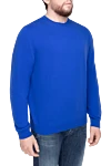 Casheart Blue cashmere jumper for men - 100% cashmere. Country of manufacture: Italy. Care: specialized cleaning - photo 3