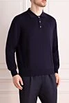 Billionaire Polo with long sleeves made of wool blue for men - Long sleeve. 100% wool. Buttons. Country of origin: Italy. Care: specialized cleaning - photo 3