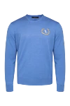 Billionaire Blue wool jumper for men - Logo embroidery. 100% wool. Country of origin: Italy. Care: specialized cleaning - photo 1