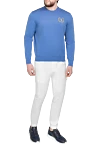 Blue wool jumper for men Billionaire - Logo embroidery. 100% wool. Country of origin: Italy. Care: specialized cleaning - photo 2