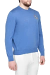 Billionaire Blue wool jumper for men - Logo embroidery. 100% wool. Country of origin: Italy. Care: specialized cleaning - photo 3