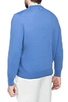 Blue wool jumper for men Billionaire - Logo embroidery. 100% wool. Country of origin: Italy. Care: specialized cleaning - photo 4