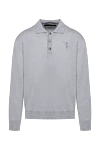 Billionaire Long sleeve woolen polo for men gray - embroidered logo on the chest. 100% wool. Closure: buttons. Country of origin: Italy. Care: specialized cleaning - photo 1