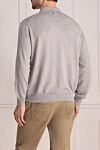 Long sleeve woolen polo for men gray Billionaire - embroidered logo on the chest. 100% wool. Closure: buttons. Country of origin: Italy. Care: specialized cleaning - photo 4