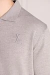 Billionaire Long sleeve woolen polo for men gray - embroidered logo on the chest. 100% wool. Closure: buttons. Country of origin: Italy. Care: specialized cleaning - photo 5