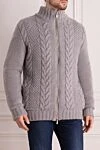 Schiatti Men's cardigan made of cashmere and squirrel fur, gray - Textured pattern, knitting. High collar. 100% cashmere, 100% squirrel fur. Closure: Zipper. Country of manufacture: Italy. Care: specialized cleaning - photo 3