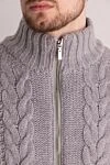 Schiatti Men's cardigan made of cashmere and squirrel fur, gray - Textured pattern, knitting. High collar. 100% cashmere, 100% squirrel fur. Closure: Zipper. Country of manufacture: Italy. Care: specialized cleaning - photo 5