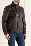 Schiatti Black leather jacket for men - 100% leather. Closure: Zipper, buttons. Two side pockets, two chest pockets. Country of origin: Italy. Care: specialized cleaning - photo 3