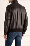 Black leather jacket for men Schiatti - 100% leather. Closure: Zipper, buttons. Two side pockets, two chest pockets. Country of origin: Italy. Care: specialized cleaning - photo 4