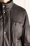 Schiatti Black leather jacket for men - 100% leather. Closure: Zipper, buttons. Two side pockets, two chest pockets. Country of origin: Italy. Care: specialized cleaning - photo 5