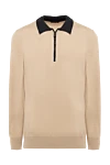 Massimo Sforza Long sleeve polo in wool, silk and cashmere beige for men - Contrasting trim. Long sleeve. 70% wool, 20% silk, 10% cashmere. Closure: Zipper. Country of manufacture: Italy. Care: specialized cleaning - photo 1