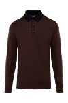 Massimo Sforza Wool, silk and cashmere long sleeve polo brown for men - Contrasting trim. Long sleeve. 70% wool, 20% silk, 10% cashmere. Closure: Buttons. Country of manufacture: Italy. Care: specialized cleaning - photo 1