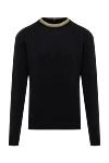 Massimo Sforza Black wool jumper for men - Colored Neck. 100% wool. Country of manufacture: Italy. Care: specialized cleaning - photo 1