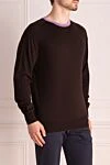 Massimo Sforza Brown wool jumper for men - Colored Neck. 100% wool. Country of manufacture: Italy. Care: specialized cleaning - photo 3