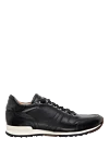 Magnanni Black leather sneakers for men - contrast sole. leather interior. 100% leather. lacing. Country of manufacture: Italy. Care: specialized cleaning - photo 1