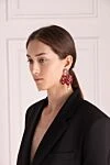 Серьги из металла золотистые женские Dolce & Gabbana - цветы из кристаллов. 70% латунь, 30% кристаллы. гвоздик. Страна производитель: Италия. Уход: специализированная чистка - фото 2