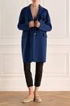 Women's blue wool coat Ermanno Scervino - fabric flower. 100% wool. buttons. two side pockets. Lining: silk. Country of manufacture: Italy. Care: specialized cleaning - photo 2