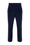 Corneliani Blue wool pants for men - tucks. 100% wool. Closure: button, zipper. two side pockets, two back pockets. Country of origin: Italy. Care: specialized cleaning - photo 1