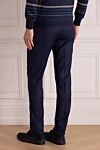 Blue wool pants for men Corneliani - tucks. 100% wool. Closure: button, zipper. two side pockets, two back pockets. Country of origin: Italy. Care: specialized cleaning - photo 4