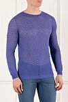 Corneliani Джемпер из хлопка голубой мужской - Фактурная ткань. 100% хлопок. Страна производитель: Италия. Уход: специализированная чистка - фото 3