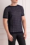 Corneliani Cotton short sleeve jumper blue for men - Textured squares. Short sleeve. 100% cotton. Country of origin: Italy. Care: specialized cleaning - photo 3