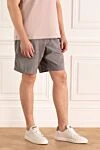 Brunello Cucinelli Men's gray polyester beach shorts - two side and one back pocket. Closure: zipper, button. 100% polyester. Country of origin: Italy. Care: specialized cleaning - photo 3