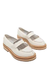 Brunello Cucinelli Beige leather loafers for women - contrasting sole, fringe. leather. Heel height: 2 cm. Country of manufacture: Italy. Care: specialized cleaning - photo 3