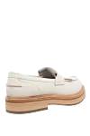 Beige leather loafers for women Brunello Cucinelli - contrasting sole, fringe. leather. Heel height: 2 cm. Country of manufacture: Italy. Care: specialized cleaning - photo 4