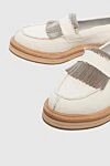 Brunello Cucinelli Beige leather loafers for women - contrasting sole, fringe. leather. Heel height: 2 cm. Country of manufacture: Italy. Care: specialized cleaning - photo 5