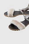 Brunello Cucinelli Brown leather sandals for women - contrasting sole, fur, shiny stripe. leather. buckle. Country of manufacture: Italy. Care: specialized cleaning - photo 5