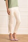 Casheart White viscose and cotton trousers for women - two side pockets. viscose, cotton, linen. elastic belt. Country of manufacture: Italy. Care: specialized cleaning - photo 3