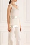 Casheart Women's white silk top - sequins. 100% silk. Country of manufacture: Italy. Care: specialized cleaning - photo 3